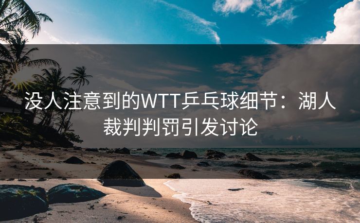 没人注意到的WTT乒乓球细节：湖人裁判判罚引发讨论