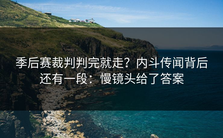 季后赛裁判判完就走？内斗传闻背后还有一段：慢镜头给了答案